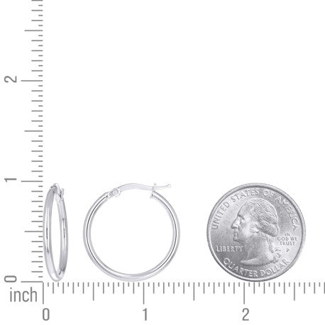 925 Sterling Silver Tube Hoop Earrings 2mm-20-Rhodium