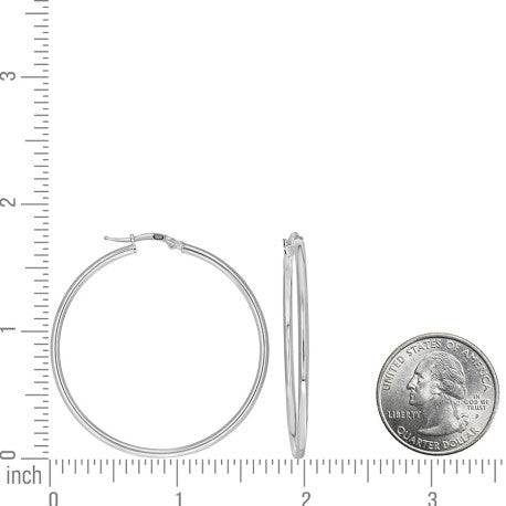 925 Sterling Silver Tube Hoop Earrings 2mm-40