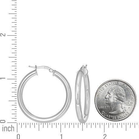 925 Sterling Silver Tube Hoop Earrings 3.5mm-25