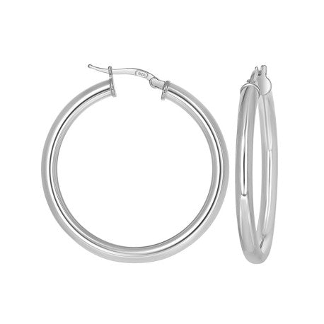 925 Sterling Silver Tube Hoop Earrings 3.5mm-30