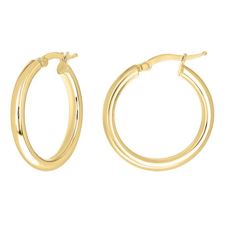 925 Sterling Silver Tube Hoop Earrings 3mm-20-Yellow