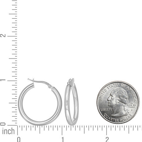 925 Sterling Silver Tube Hoop Earrings 3mm-20