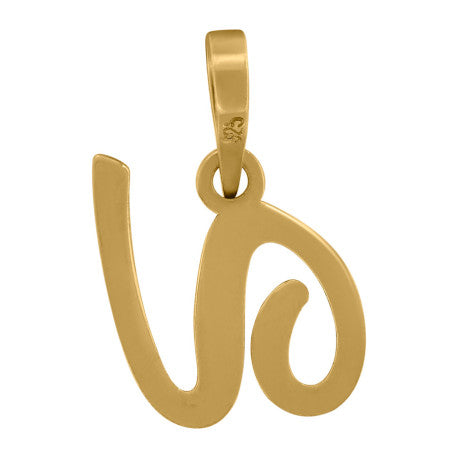 925 Sterling Silver "V" Initial Pendant
