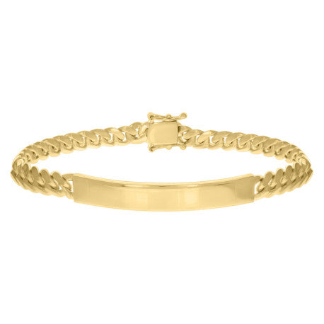 925-Sterling-Yellow Solid Miami Cuban Id Bracelet