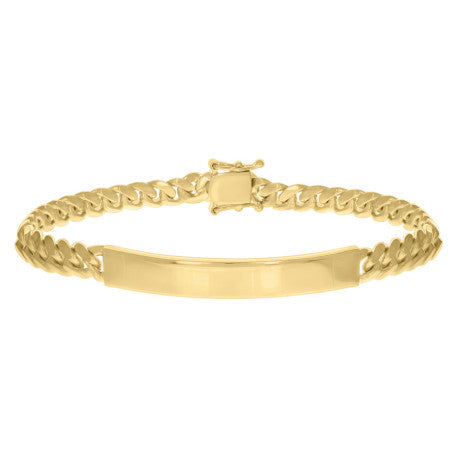 925-Sterling-Yellow Solid Miami Cuban Id Bracelet