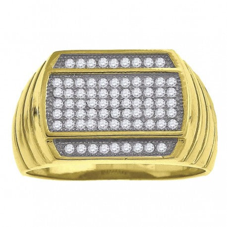 925-Yellow-Pl Micro-Pave Ring