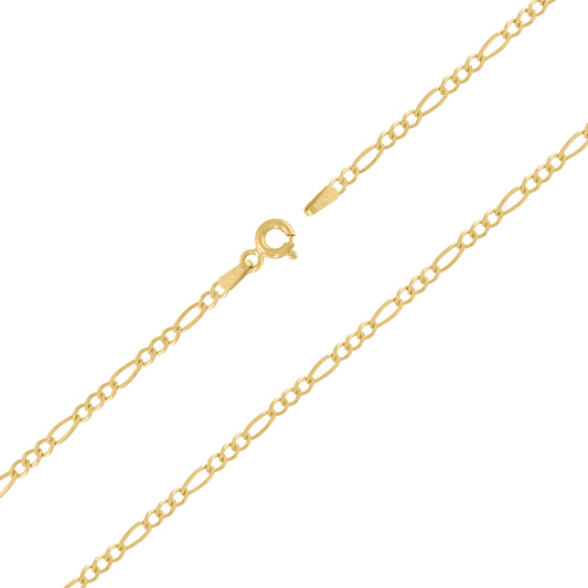 10K Yellow Gold Solid Figaro Chain 050 2.00mm