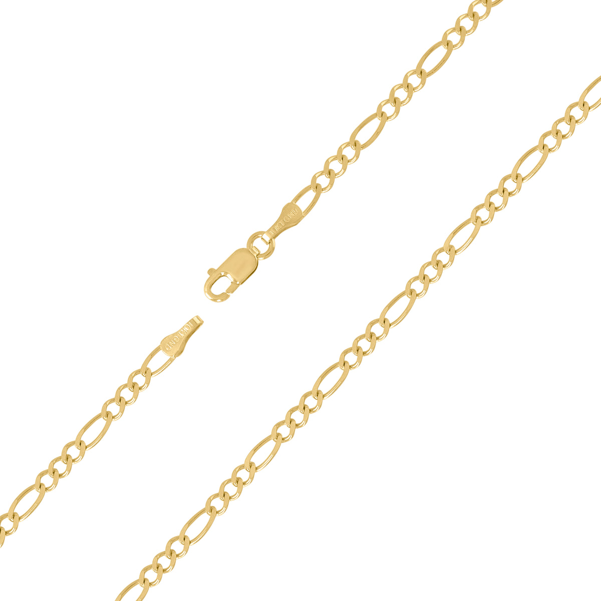10K Yellow Gold Solid Figaro Chain 065 2.50mm