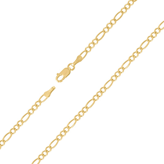 10K Yellow Gold Solid Figaro Chain 065 2.50mm