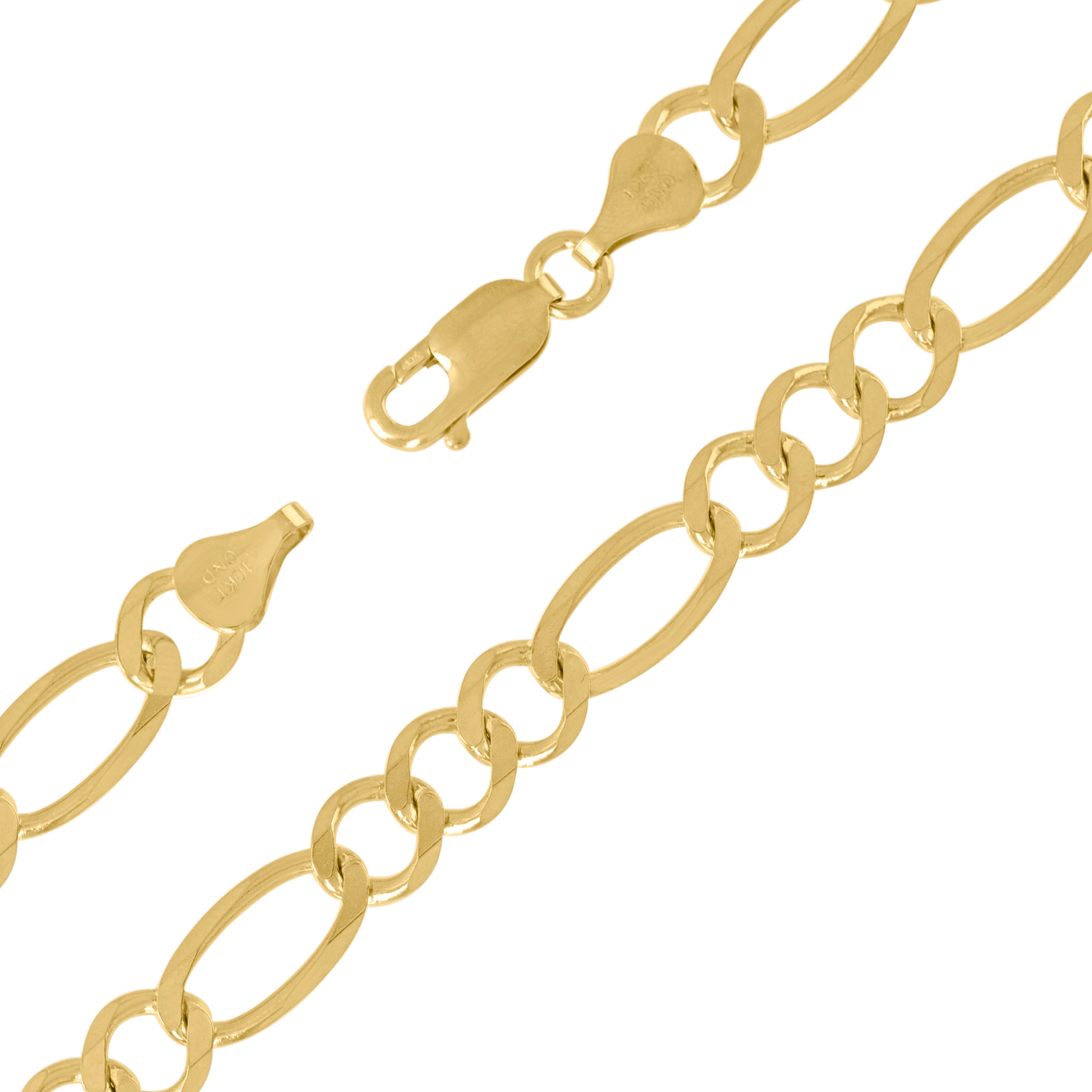 10K Yellow Gold Solid Figaro Chain 150 6.50mm