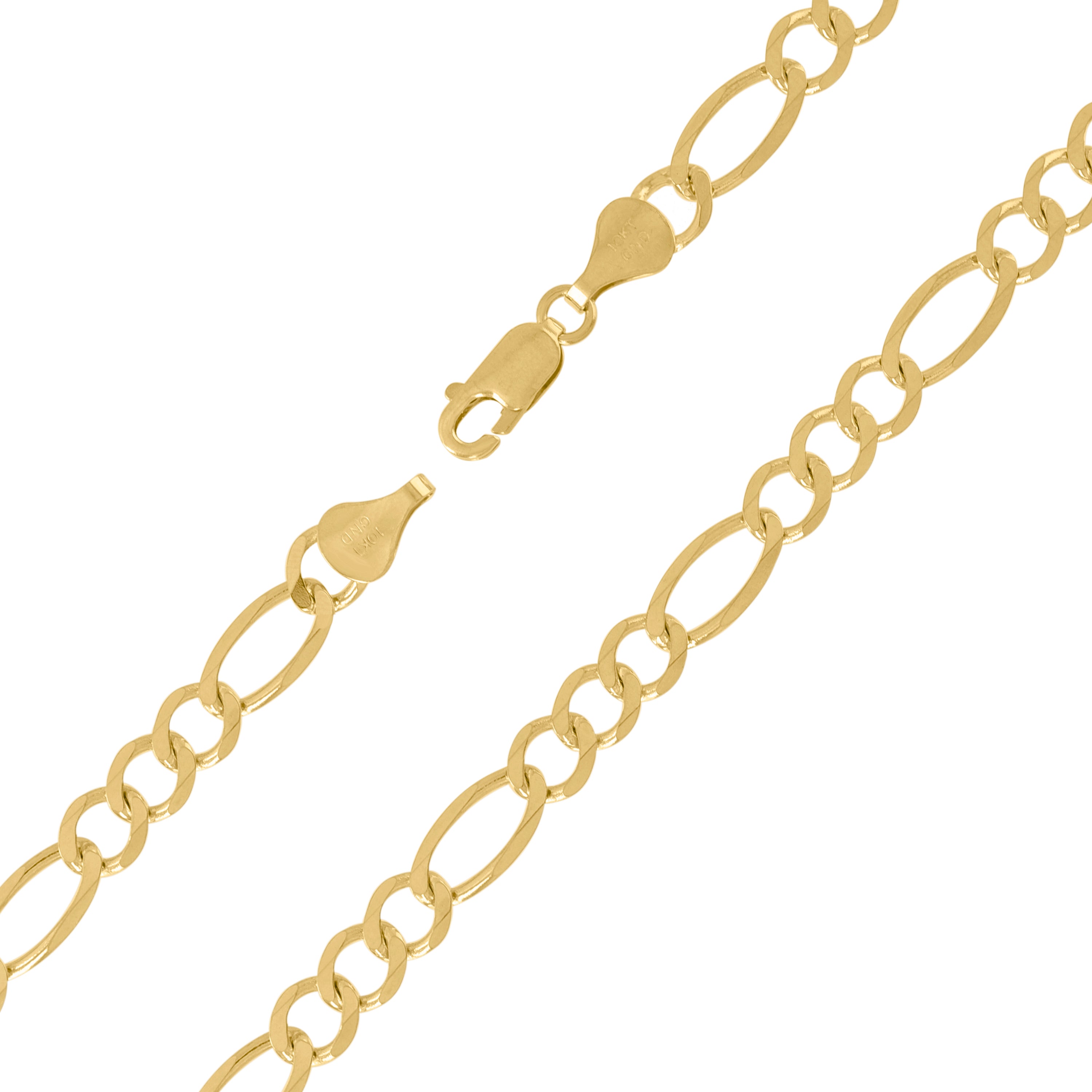 10K Yellow Gold Solid Figaro Chain 120 5.50mm