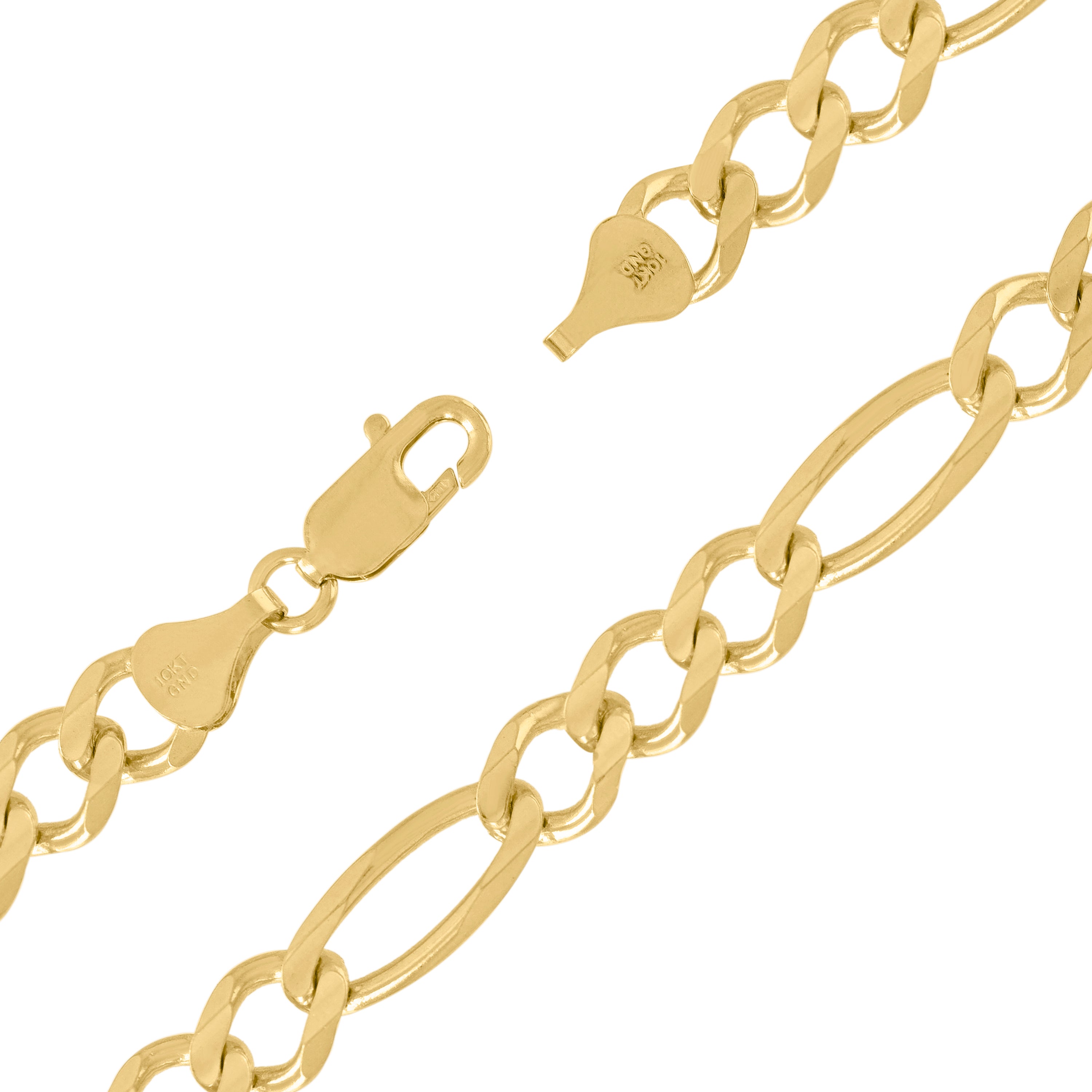 10K Yellow Gold Solid Figaro Chain 210 9.00mm