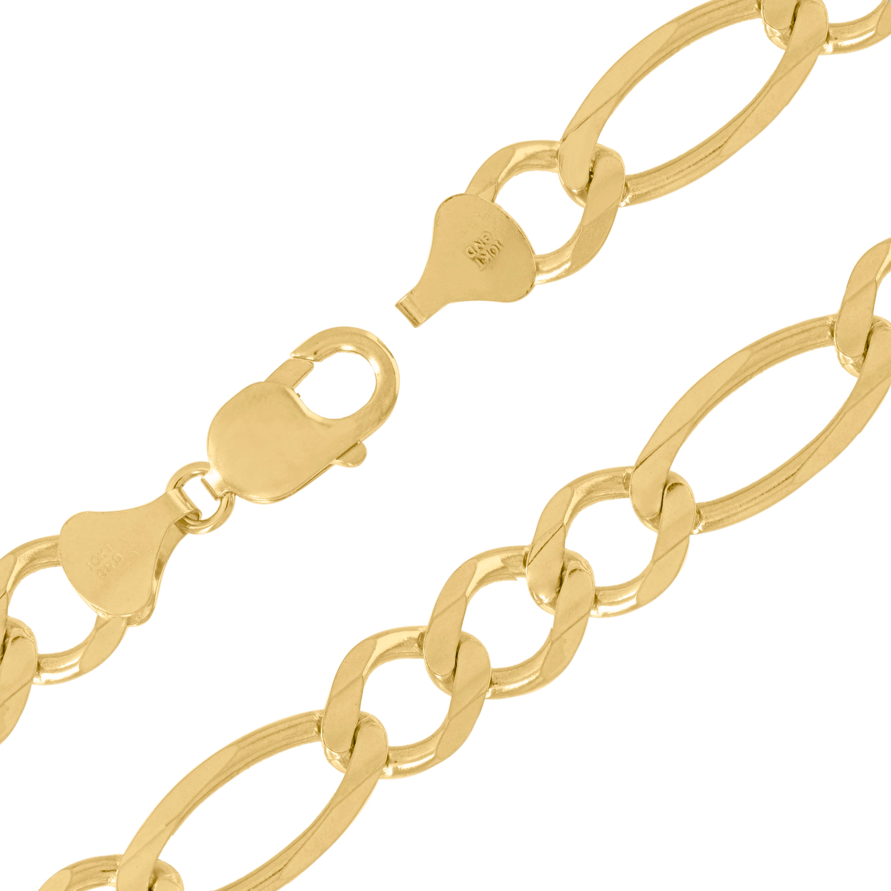 10K Yellow Gold Solid Figaro Chain 250 11.50mm