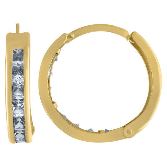 10K Gold Cz Hoop Earrings