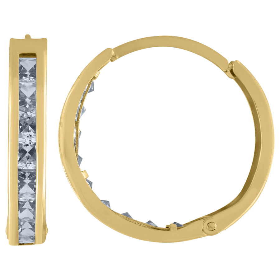 10K Gold Cz  Hoop Earrings