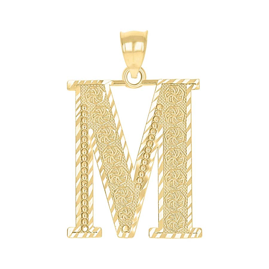 10K Gold Initial Letter Pendant "M"