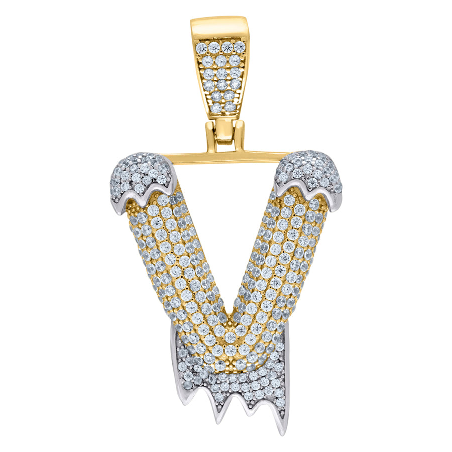 925 Sterling Silver Initial Letter "V" Pendant