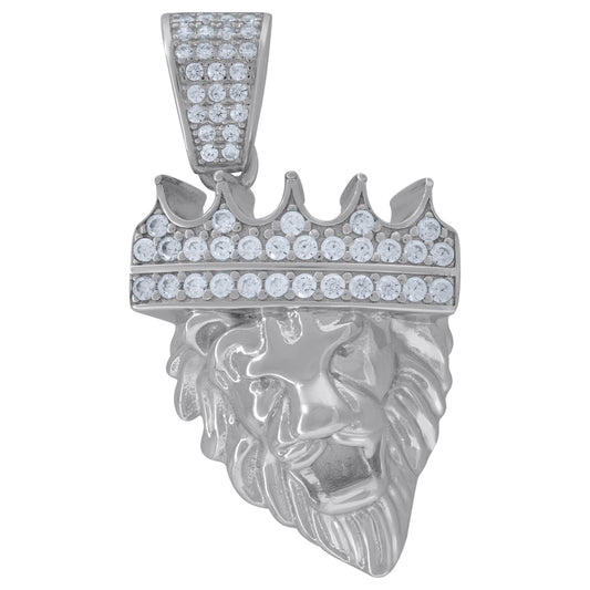 925 Sterling Silver Lion Crown Head Pendant