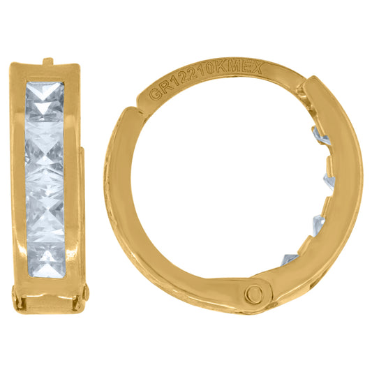 10K Gold Cz Hoop Earrings