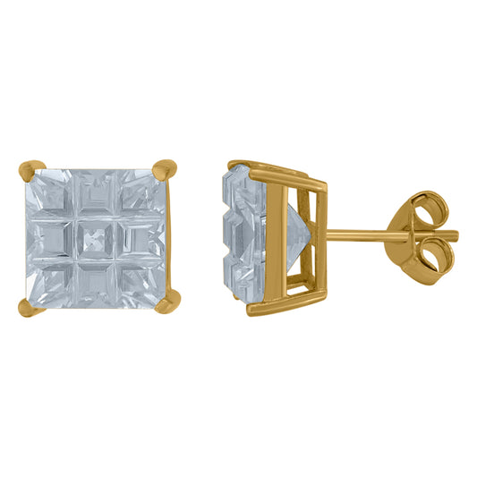925-Square 9Segment 9mm Earrings