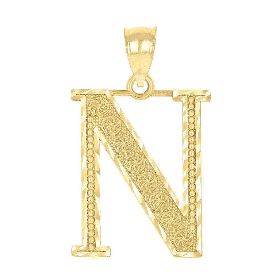 10K Gold Initial Letter Pendant "N"