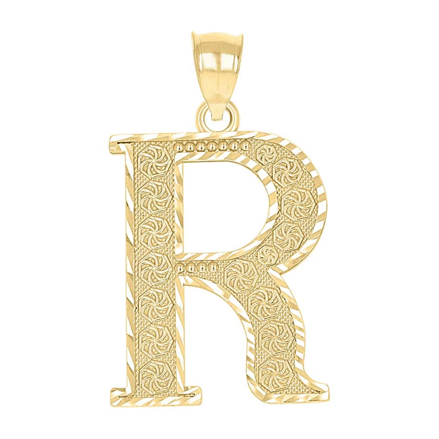 10K Gold Initial Letter Pendant "R"