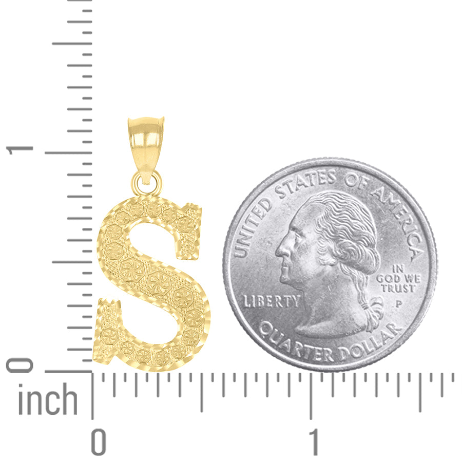 10K Gold Initial Letter Pendant "S"