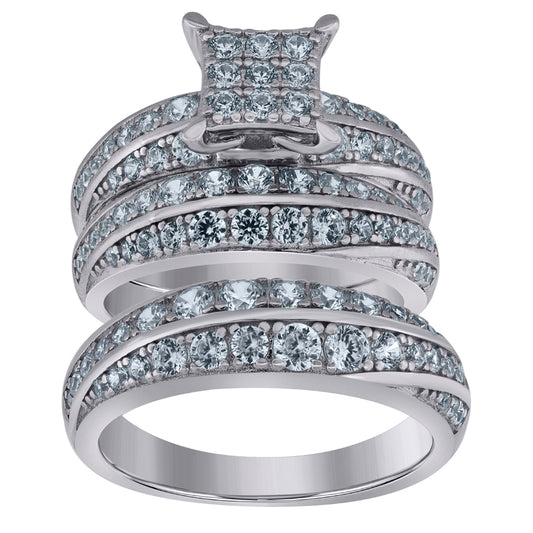 925 Sterling Silver Cz Trio Ring S6-S9