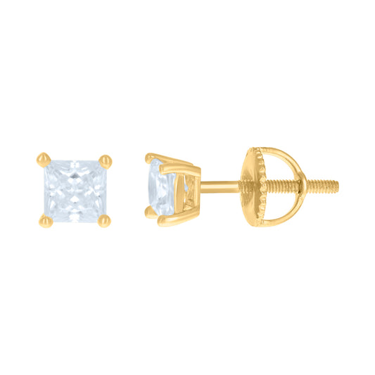 925 Sterling Silver 4mm Square Stud Earrings