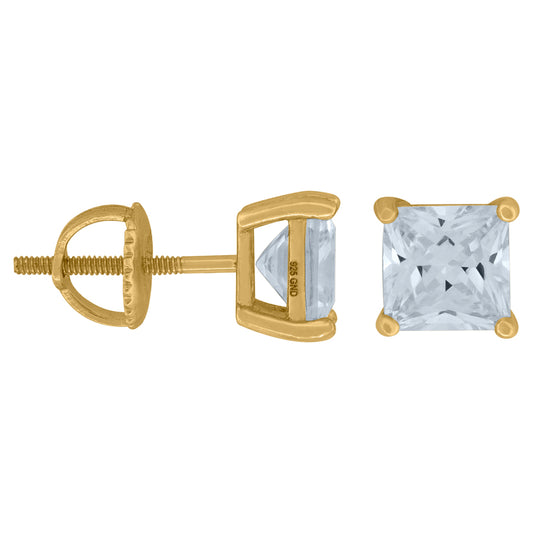 925 Sterling Silver 6mm Square Stud Earrings
