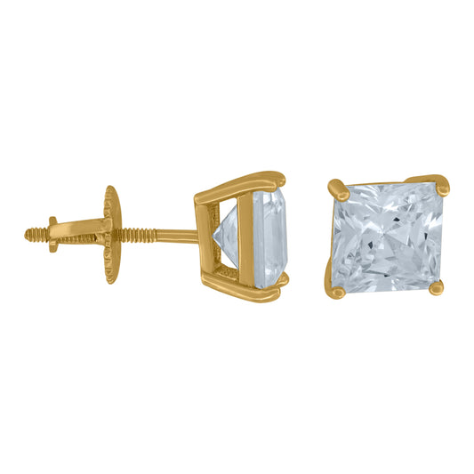925 Sterling Silver 7mm Square Stud Earrings