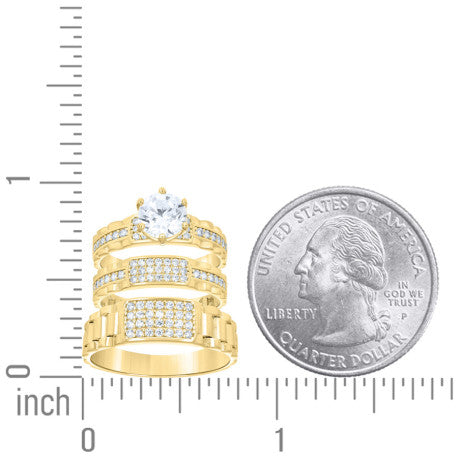 10Kt Gold Trio Cz Ring